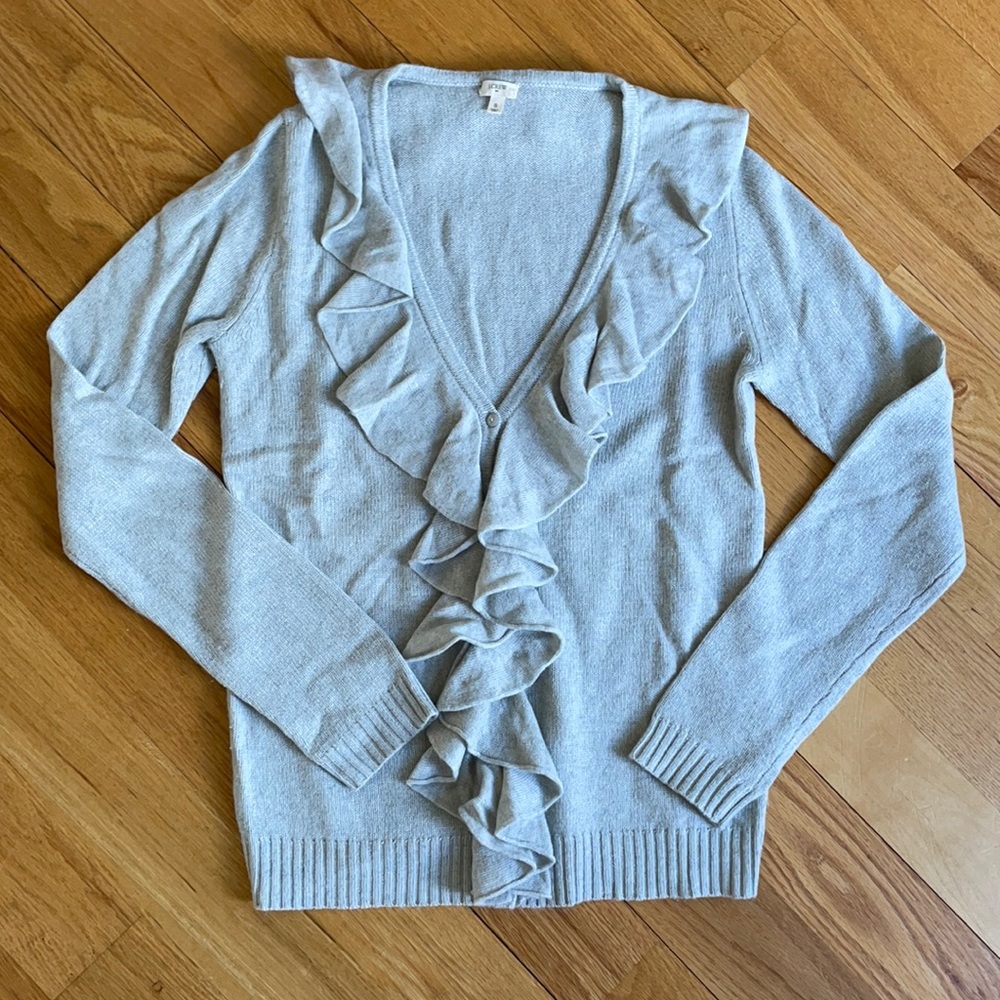 J Crew Ruffle Cardigan